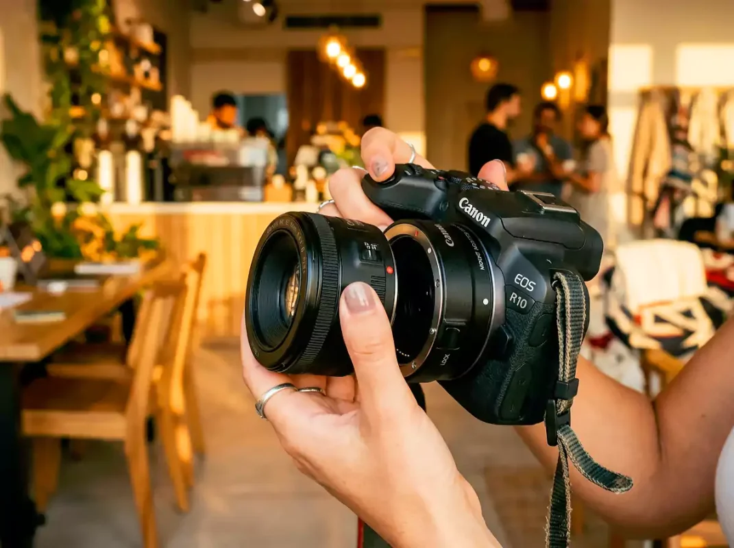 Canon EF to RF adapter on Canon EOS R10 mirrorless camera Dubai