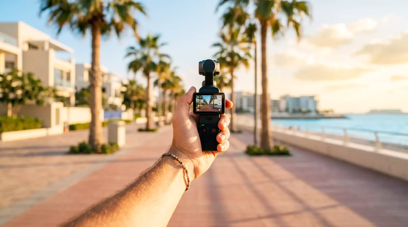 DJI Osmo Pocket 4 vlogging camera UAE creator outdoor Dubai shoot