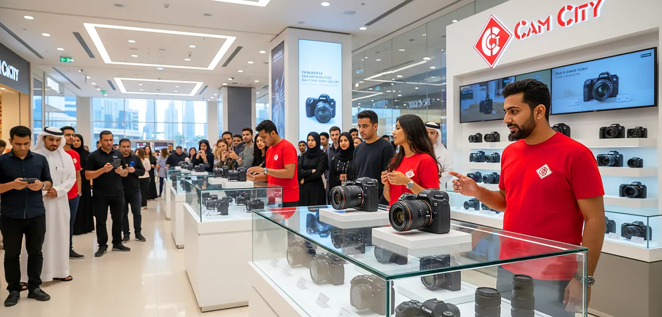 Canon EOS R5 Price in UAE: 2026 Special Deals showcasing in camcity stores in Khaleej center mall