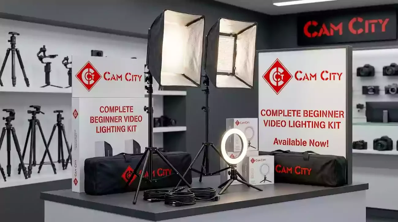 A complete beginner video lighting setup available at CamCity.