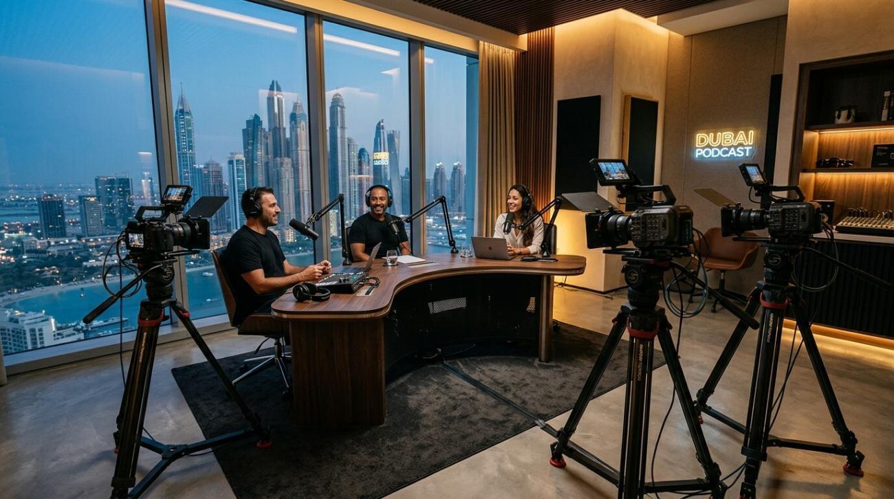 A complete professional setup for TikTok Live and podcast equipment Dubai [معدات بث تيك توك وبودكاست في دبي].