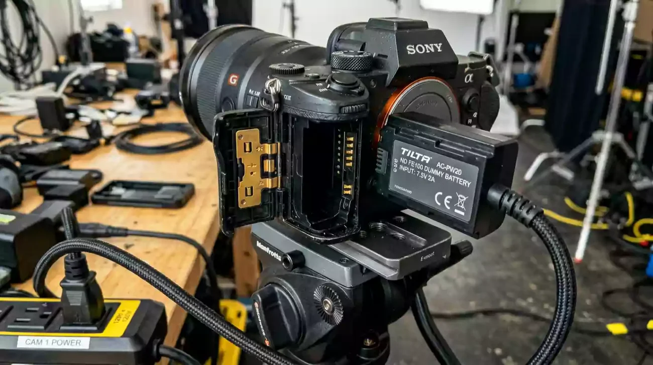A dummy battery for continuous power in a Tiktok live & podcast equipments setup.