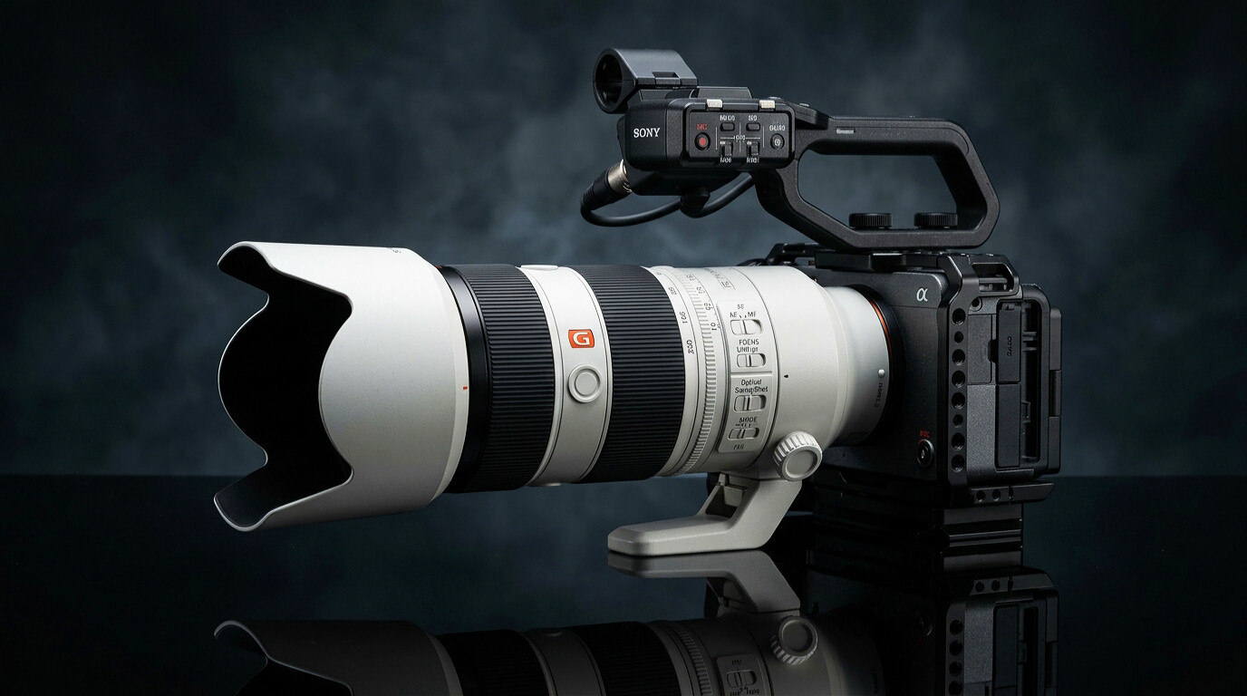 The Sony 70-200mm f/2.8 GM II Dubai [سوني 70-200 مم f/2.8 GM II في دبي] mounted on a professional body