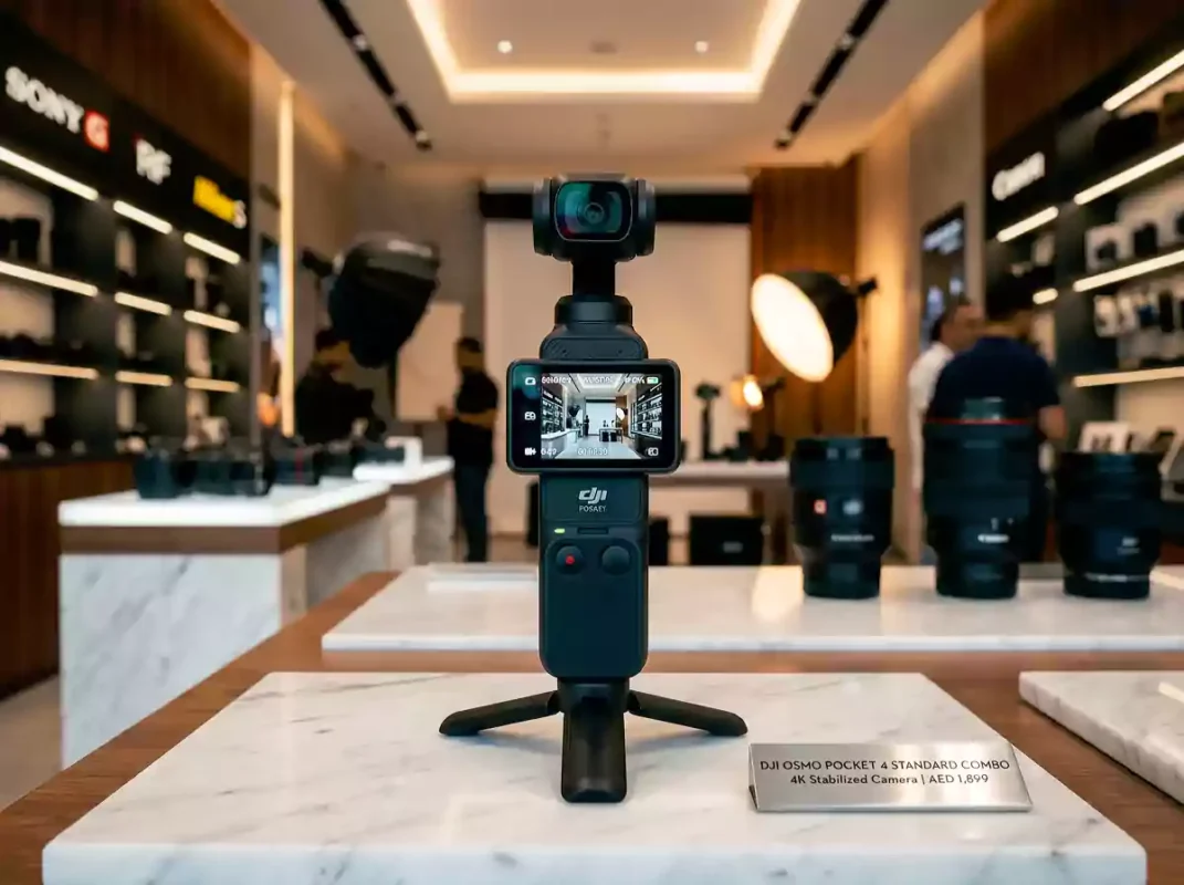 Buy DJI Osmo Pocket 4 Standard Combo Dubai physical stock on display at Camcity showroom.