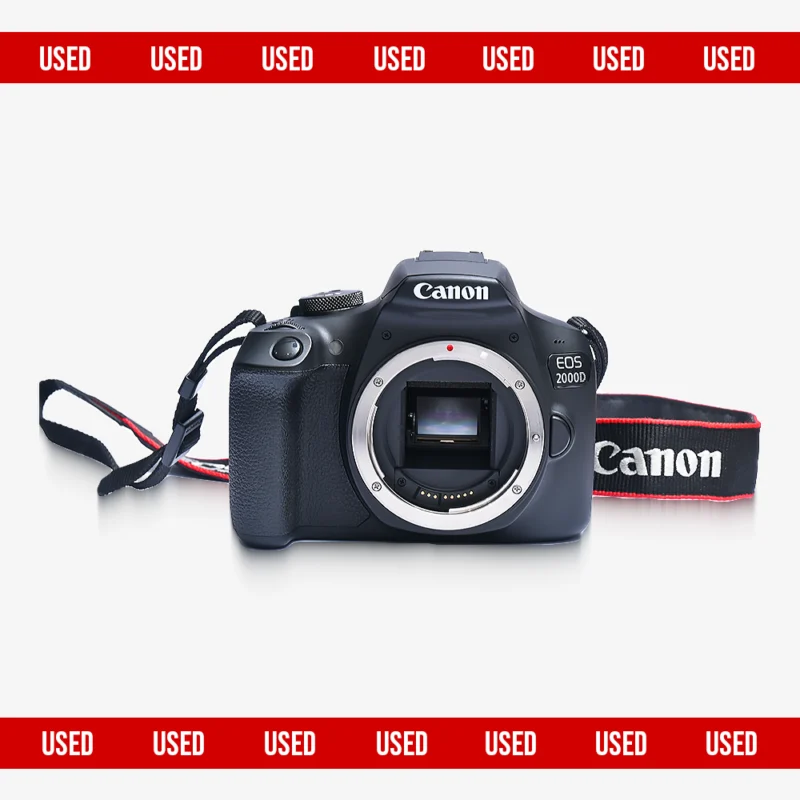 Used Canon EOS 2000D certified pre-owned beginner DSLR camera body 24 megapixel