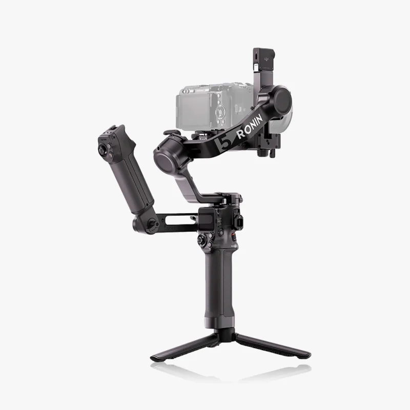 DJI RS 5 Gimbal Combo Kit with AI Tracking Module & Briefcase Handle holding a mirrorless camera