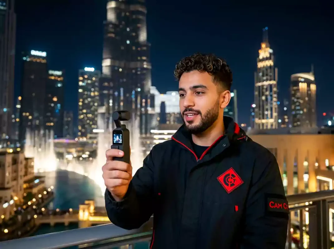 Low light vlogging with DJI Pocket 3 in Dubai.
