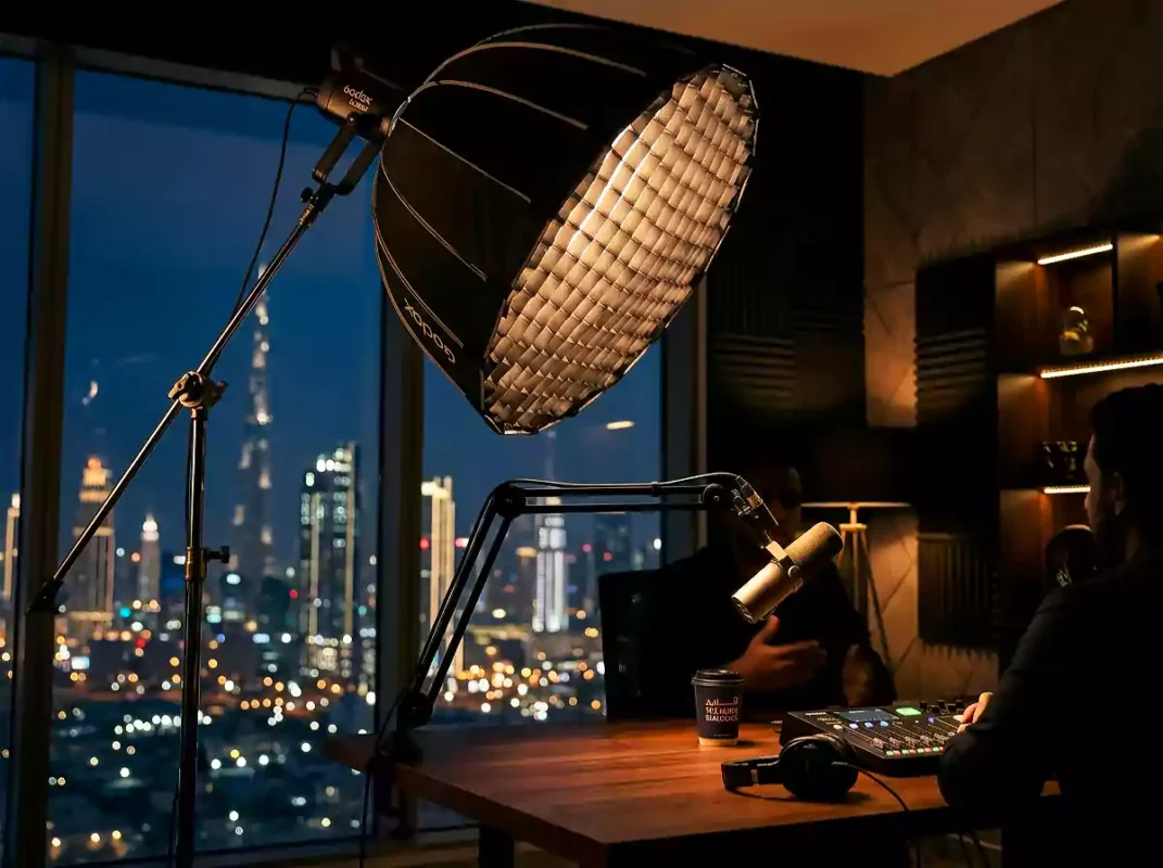 The ultimate podcast setup. Buy Godox SL60IID Dubai physical stock at CamCity.