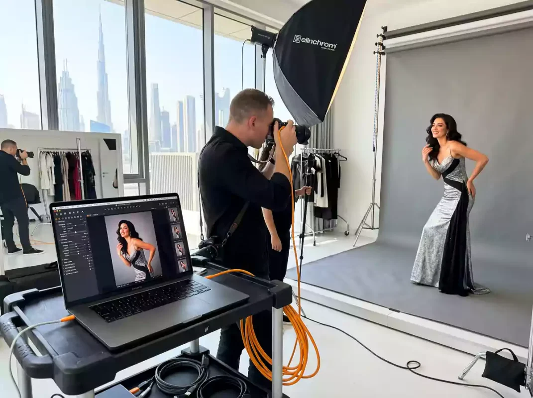 Professional tethered studio photography with Sony A7R V UAE.