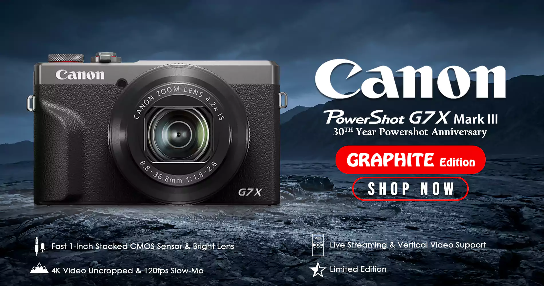 Canon G7x Mark II Graphite Edition Mobile