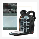 K&F Concept 23L camera backpack interior showing Sony A7 camera two lenses and tripod organisation Dubai