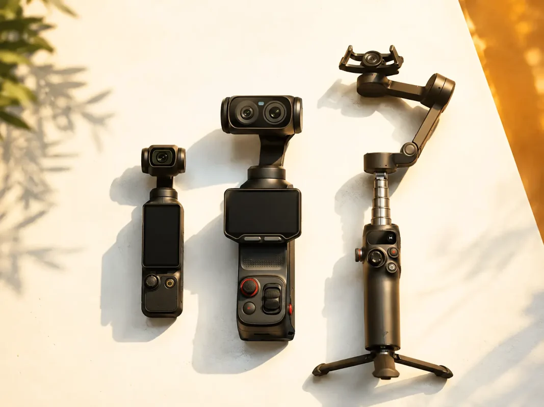 best gimbal camera Dubai — Insta360 Luna Ultra, DJI Osmo Pocket 4 and DJI Osmo Mobile 8P comparison UAE